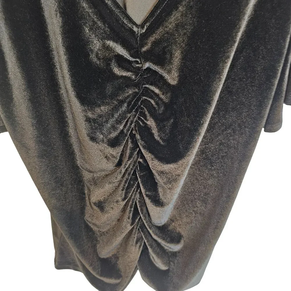 Torrid Velvet Ruched V-Neck Top Plus Size 2X Whimsigoth Witchy Vamp Stretch Goth